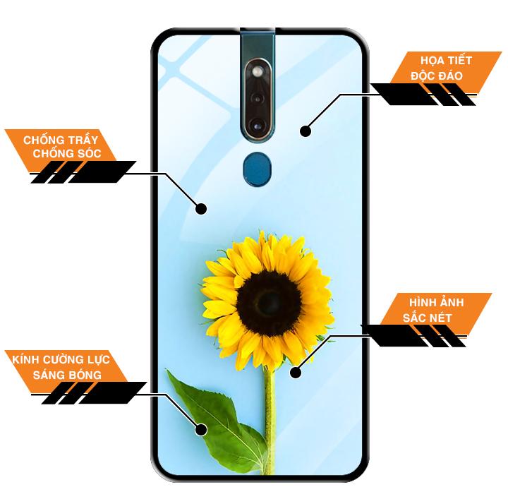 Ốp Lưng Kính Cường Lực cho Oppo F11 Pro - 0325 SUNFLOWER05 - Hàng Chính Hãng