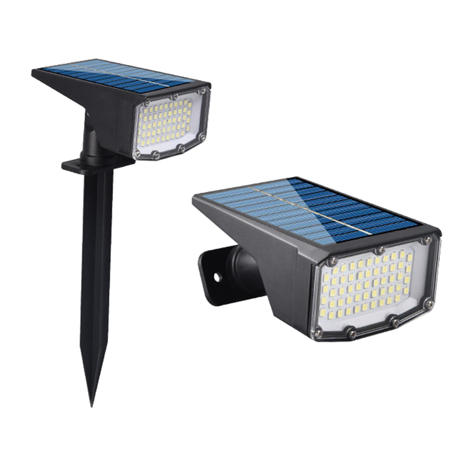 2pcs Solar Wall Lamp Floor Lamp 53 LED Solar Spot Light Wall-mounted and Ground Insertion Light Control Induction Lamp IP65 Waterproof 3-Mode Solar Powered Cordless 2000mAh Outdoor LED Light for Yard Patio Garden Walkway Driveway No Wiring Required
