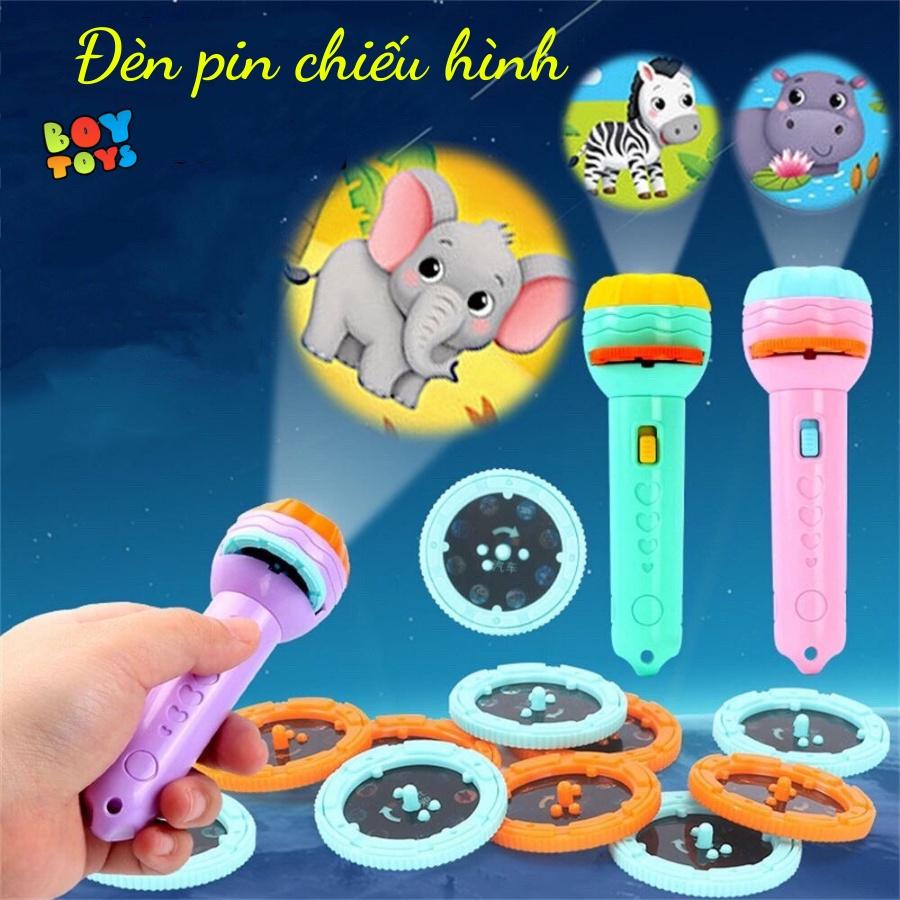 Đèn pin chiếu hình 80 hình động vật ngộ nghĩnh, sắc nét, đồ chơi giáo dục sớm giúp bé nhận biết con vật