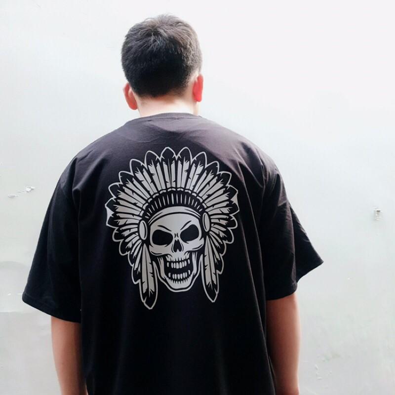 Áo thun tay ngắn phản quang 7màu in mặt quỉ nam nữ