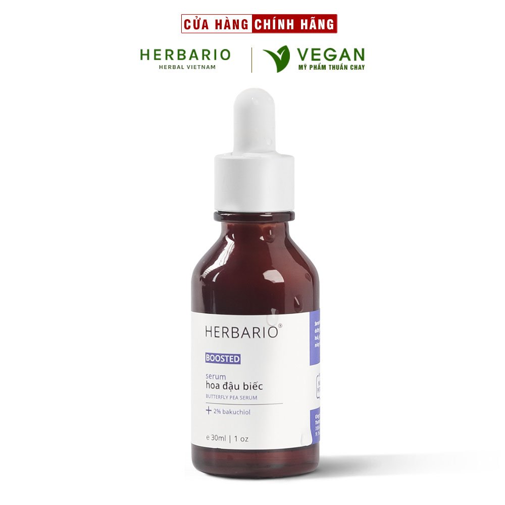 Boosted Serum hoa đậu biếc Herbario 30ml tái tạo, cấp ẩm da thuần chay