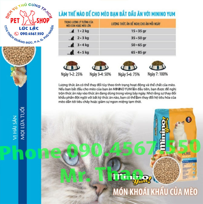 Combo Thức ăn cho mèo Minino Yum thùng 9kg (6 túi x 1,5 kg) - Tặng 4 Khẩu trang vải