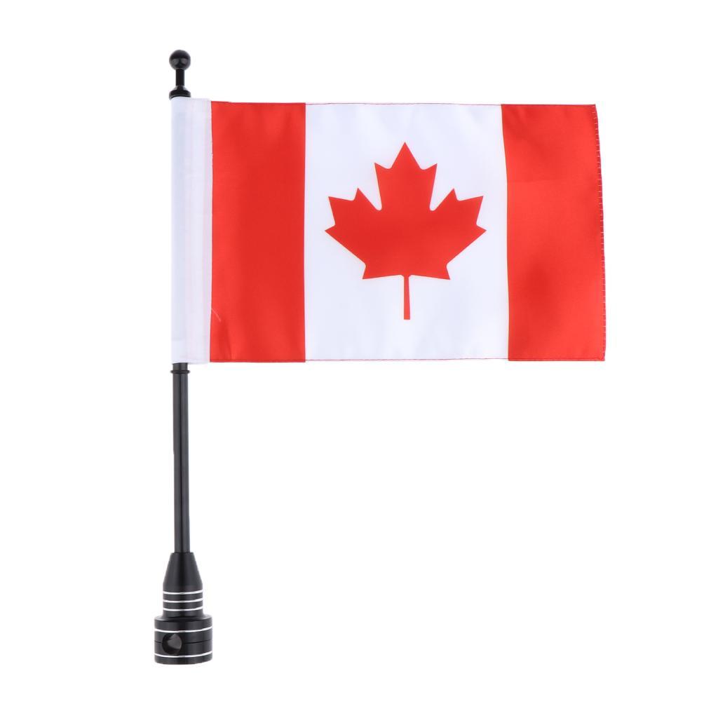 2xMotorcycle Canada Flag Pole Mount Custom Rack Luggage Flag for