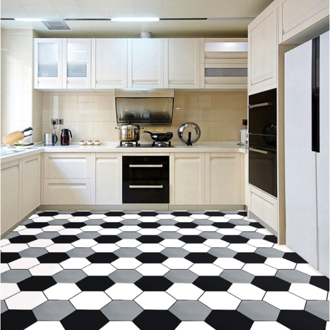 Decal Giấy Dán Nền Sàn Nhà Trang Trí Nhà Cửa NGŨ GIÁC 3 MÀU HS2021 Có Keo Sẵn Khổ 60cm, GIÁ BÁN 1 MÉT DÀI