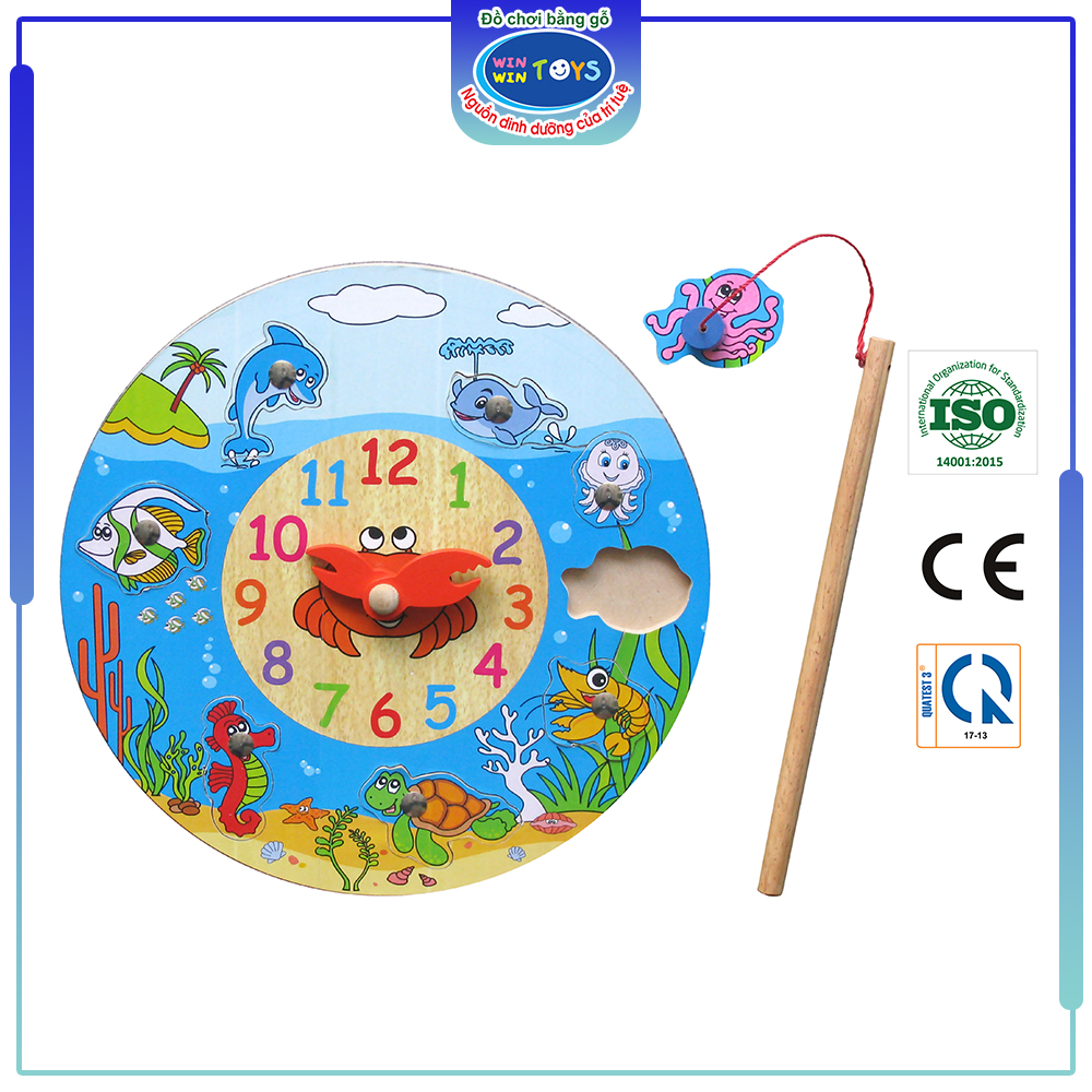 Đồ chơi gỗ Đồng hồ đại dương | Winwintoys 63362 | Phát triển sự khéo léo, phân biệt màu sắc, giờ giấc và sinh vật biển