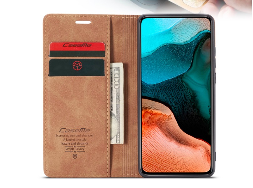 Bao da bò thật dạng ví chính hãng Caseme dành cho Xiaomi Redmi K30 Pro - Hàng chính hãng