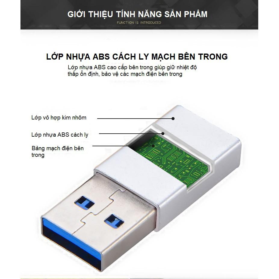 (10Gbps) Đầu Chuyển USB Sang Type C, usb to c - Hồ Phạm