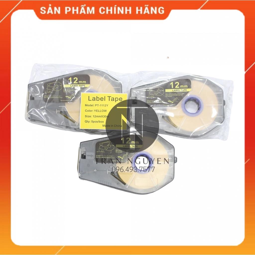 Nhãn in Canon PT-1112y - Đen nền vàng - 12mm x 30m - Hàng nhập khẩu