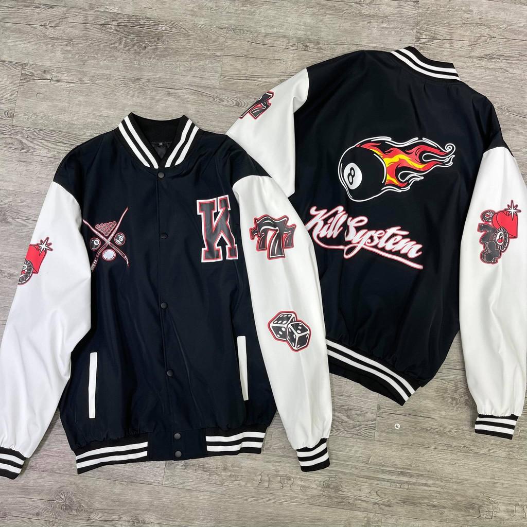 Áo khoác dù Áo varsity Bomber Kill System vài dù nam nữ Kun Shop