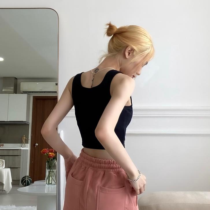 Áo croptop nữ hai dây bản to SUE chất thun bo gân co giãn, áo thun Tanktop body dáng lửng cho nữ GINE STORE