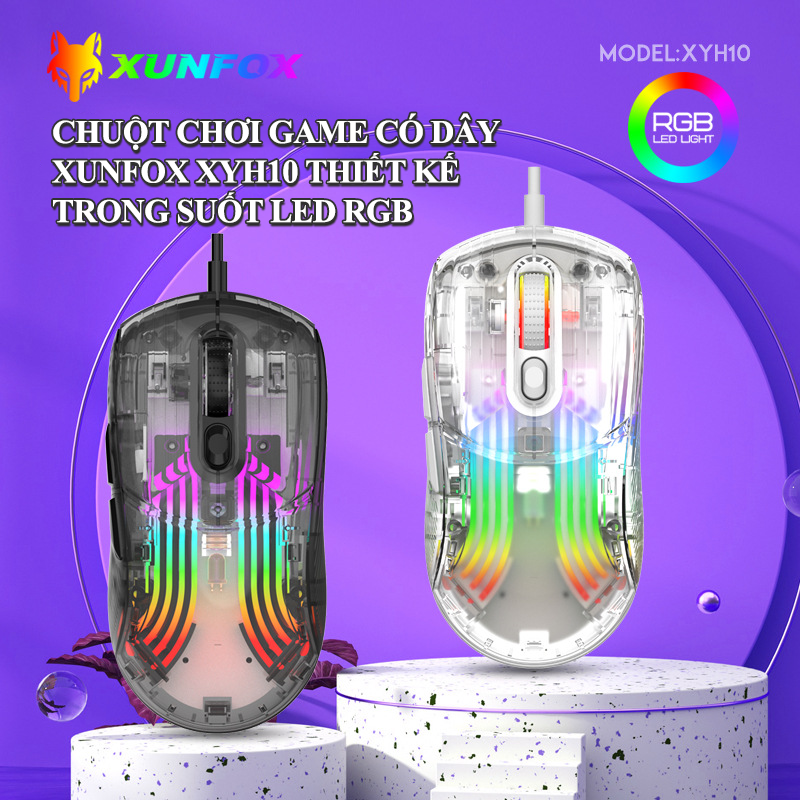 Combo bàn phím cơ có dây K75 và chuột XYH10 thiết kế trong suốt mới lạ với đèn led RGB cực đẹp dành cho game thủ - Hàng Chính Hãng