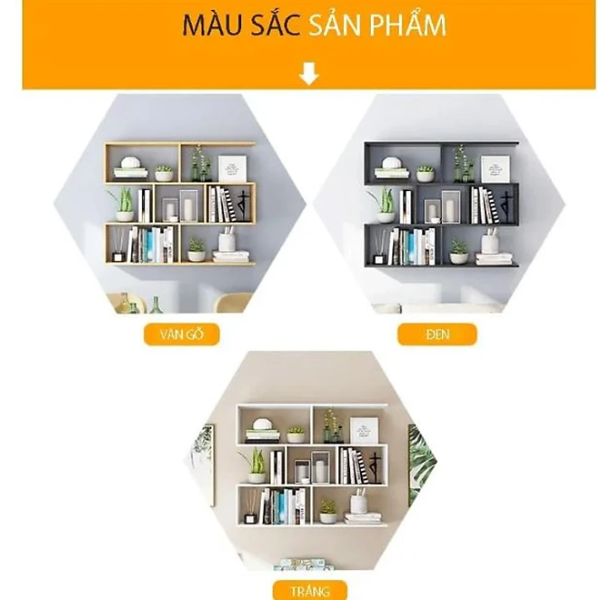 Kệ Sách Gỗ Treo Tường 4 Tầng Tundo CTKT06-80 KT 80 x 82 x 20cm