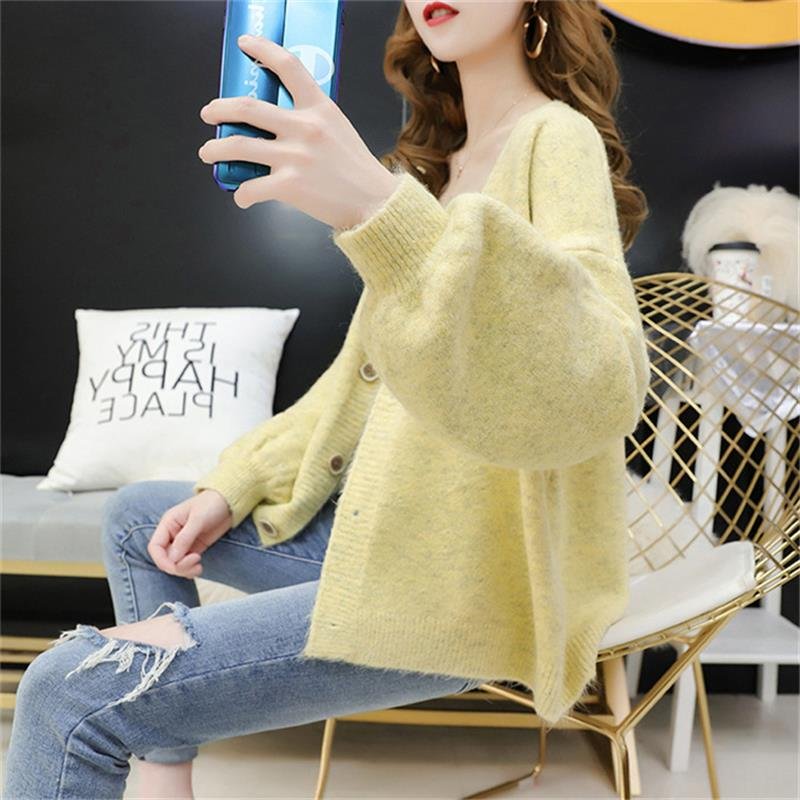 Áo khoác cardigan nữ, áo khoác len họa tiết trơn, phong cách Hàn Quốc nhẹ nhàng AK11