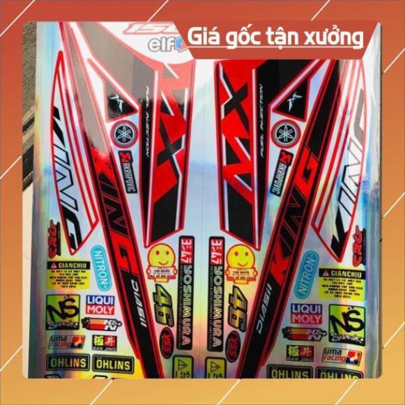 Trọn bộ tem rời Mxking dán xe đỏ chất liệu Crom 7 màu titan