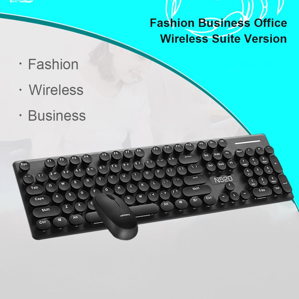 2pcs N520 Wireless Mechanical Gaming Keyboard + Mouse 104 Keycaps with 1800dpi Optical Mice Kit for PC Laptop