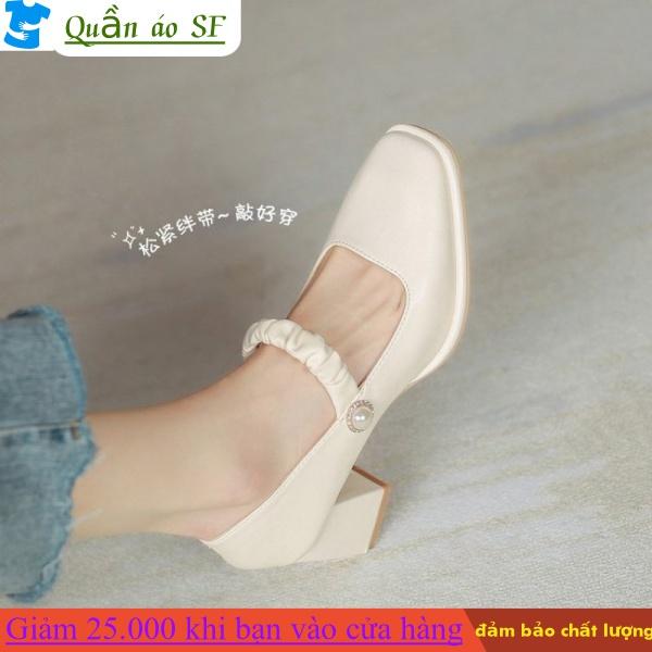 Giày cao gót mũi vuông thời trang xinh xắn cho nữ