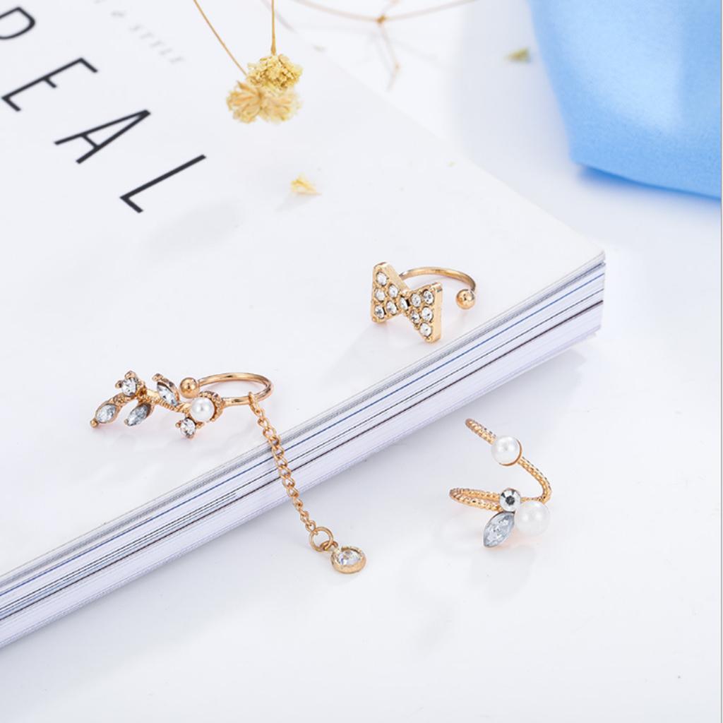 3 Pcs Rhinestone Stud Earrings, Alloy Earrings, Dangle Earrings, Jewelry