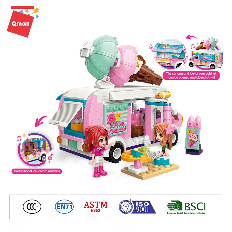 Đồ chơi lắp ráp, xếp hình Qman 2029 - Xe Kem dành cho bé gái từ 6 tuổi