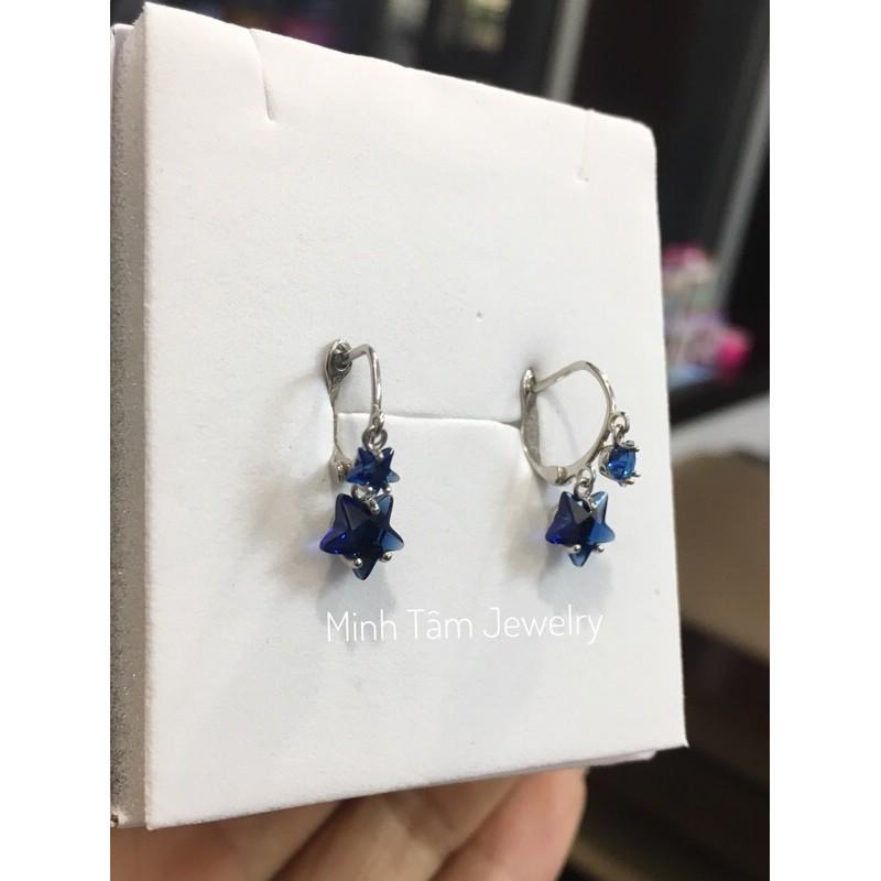 Bông tai bạc nữ 925 ngôi sao xanh may mắn-Minh Tâm Jewelry