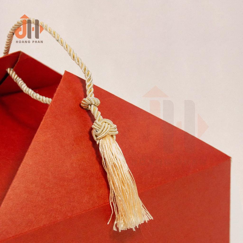 Hộp Quà Giấy Cói Origami Có Dây Thắt Tua Rua
