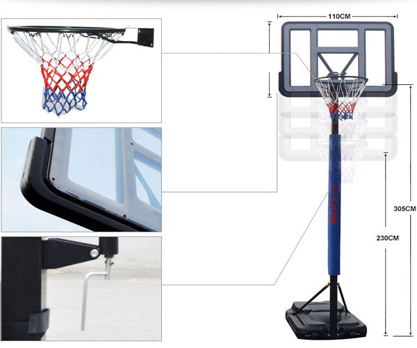 Trụ bóng rổ S021A chiều cao điều chỉnh 230cm - 305cm