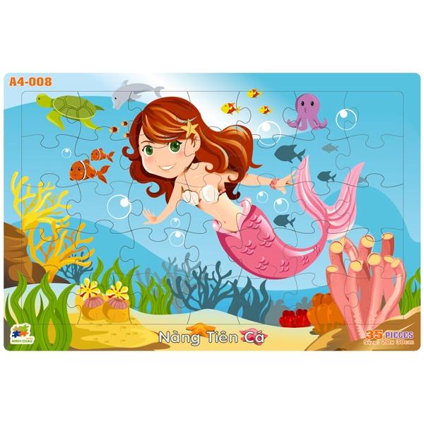 Bộ Xếp Hình Khổ A4 Puzzle Minh Châu 35-08 - Nàng Tiên Cá (35 Mảnh Ghép)