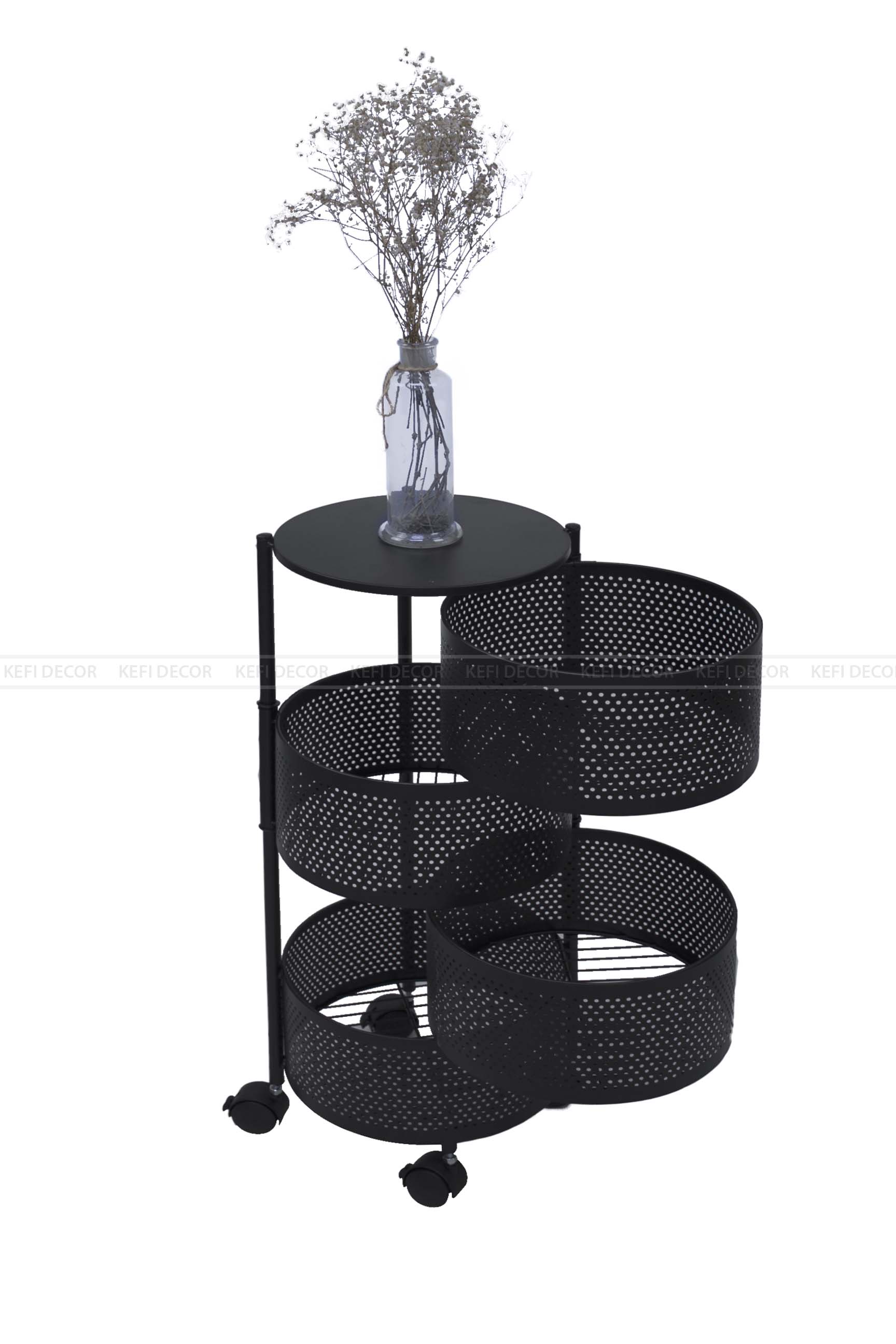 Kệ để đồ đa năng xoay tròn thông minh 4 tầng KEFI GBKX-001