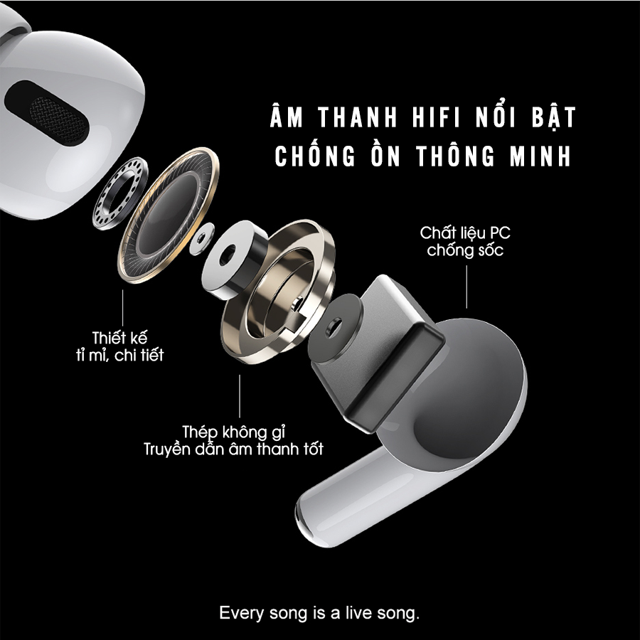 Tai nghe Bluetooth Yoobao AIRBUDS PRO cao cấp - Sạc không đây, định vị, chống ồn, cảm ứng - Hàng chính hãng