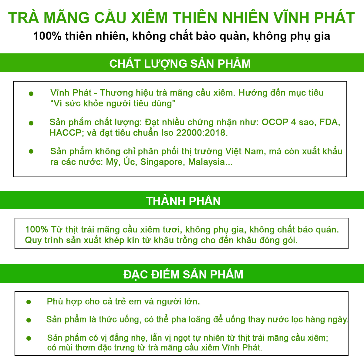Trà Mãng Cầu Xiêm Thiên Nhiên Vĩnh Phát - Trà Trái Mãng Cầu Xiêm Vĩnh Phát 100% Tự Nhiên Từ Thịt Trái Mãng Cầu Xiêm Giúp Hỗ Trợ Điều Trị Cao Huyết Áp, Tiểu Đường, Thiếu Máu...