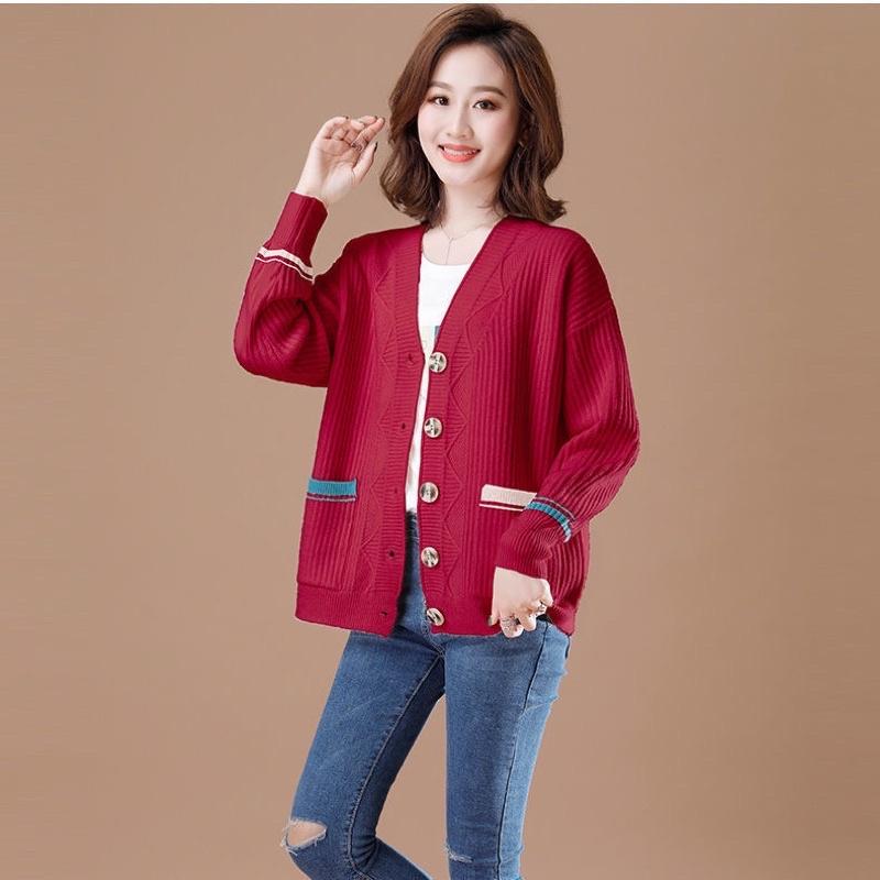 Áo khoác len dáng ngắn, áo len cardigan nữ cổ V phong cách hàn quốc