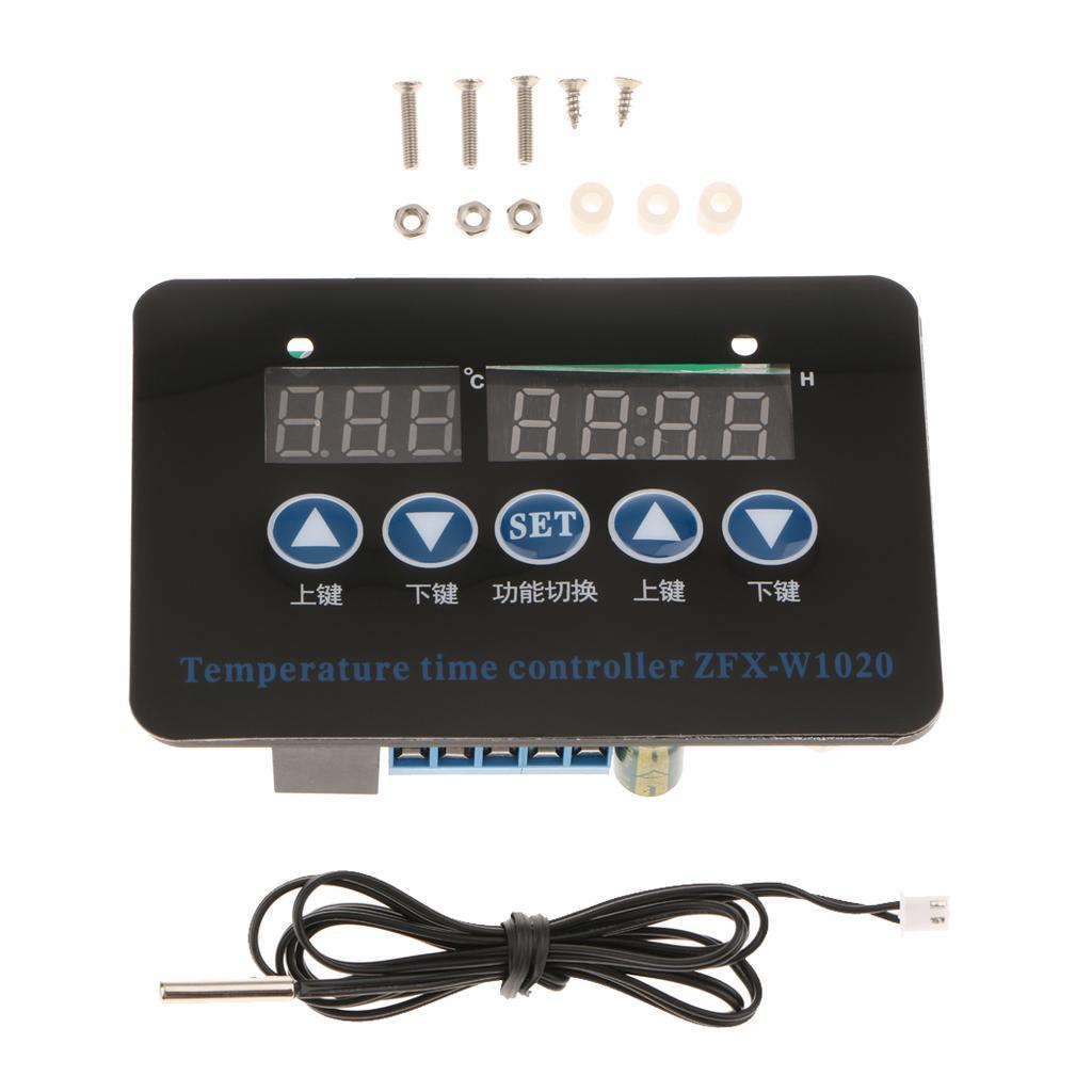 Dual Stage Digital Temperature Time Controler Switch 1 Relay DC 12V 24V 220V
