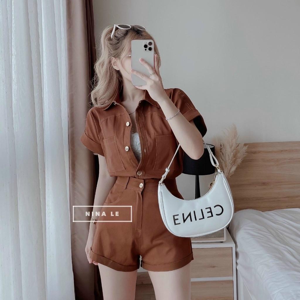 Set bộ đồ nữ áo tay ngắn phối quần đùi ống đứng cùng tone cá tính, xinh xắn dành cho các nàng đi chơi, dạo phố