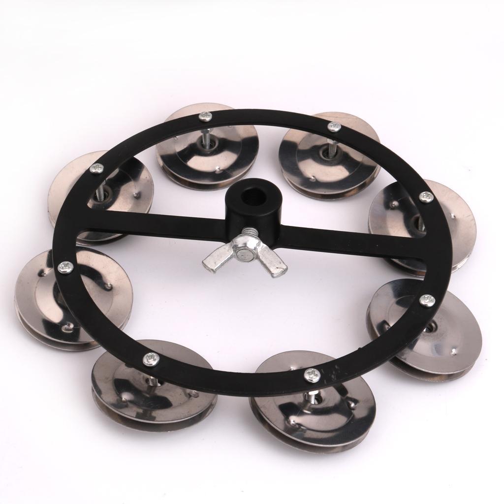 Professional Hi Hat Tambourine with Single Row Steel Jingles Percussion Instrument
