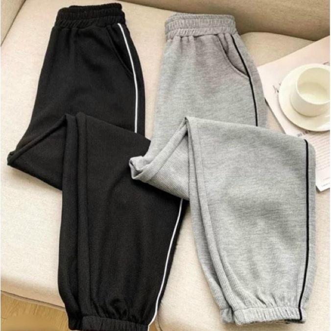 Hàng Đẹp-Quần JOGGER nữ thể thao bo gấu chất tổ ong chạy viền