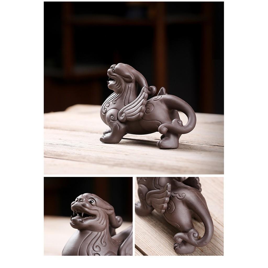Tượng tỳ hưu, tượng cóc 3 chân ngậm tiền, thiềm thừ phong thủy may mắn bằng gốm tử sa cao cấp