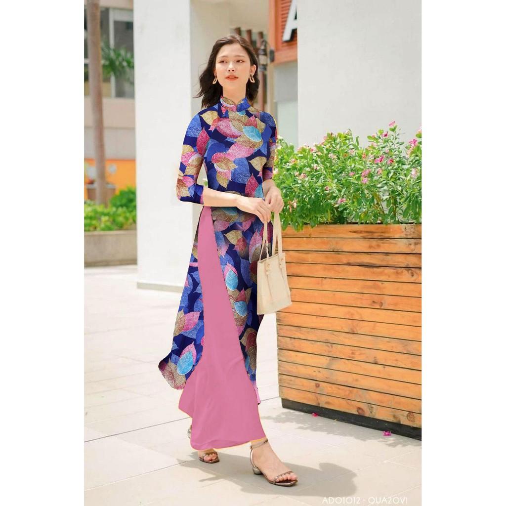 GIÁ XƯỞNG - Áo dài truyền thống lụa nhũ in 3D BỘ