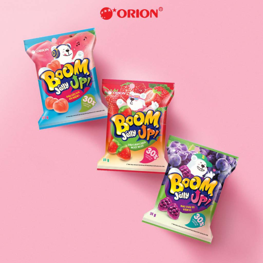 Kẹo Dẻo Boom Jelly THẠCH Orion Hương Nho túi 91G