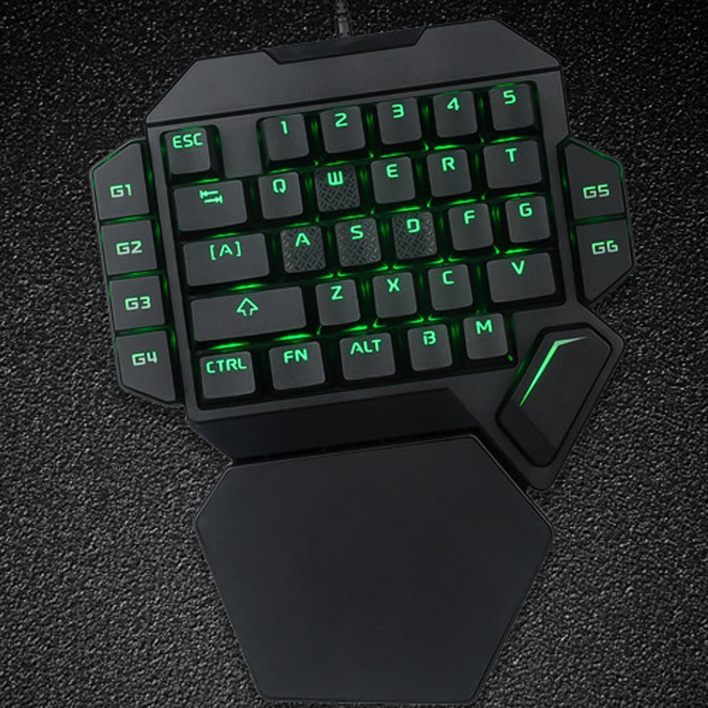 LED Backlit Keyboard Left One Hand Game Keyboard Keypad 35 Keys for PC