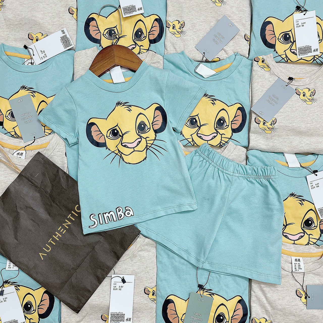 SET 2 BỘ THUN COTTON CỘC TAY HỔ SHIMBA XANH XÁM XUẤT DƯ XỊN MỀM MỊN