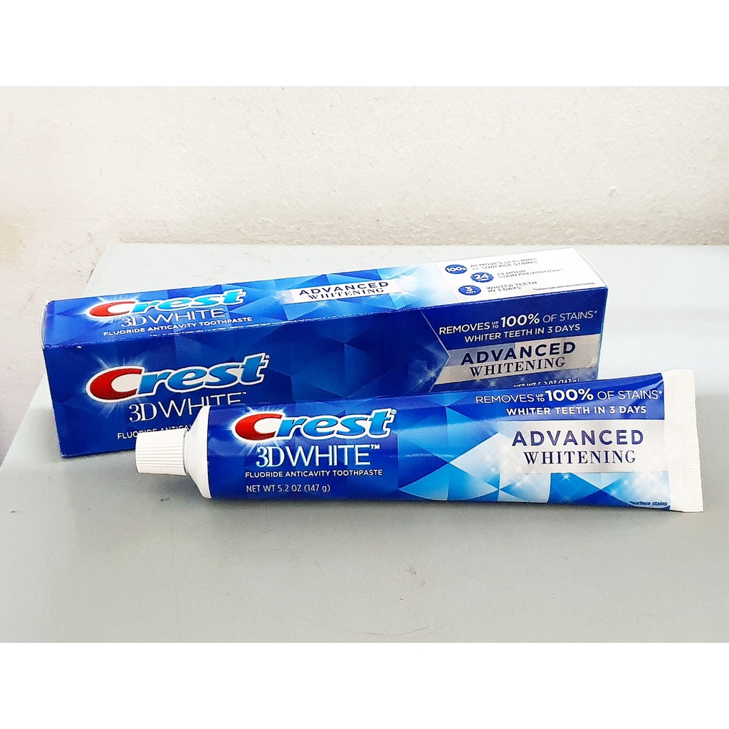 Kem Crest 3D White Advanced Triple Whitening tuýp 147g từ Mỹ ( không xuất hóa đơn đỏ )