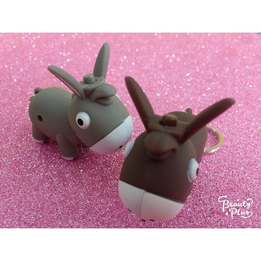 Móc khóa gắn chìa khóa hình con lừa phát sáng đèn led có nhạc-Móc khóa gắn đèn LED phát sáng hình chú lừa dễ thương