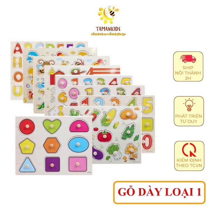 Combo 5 Bảng Gỗ Ghép Hình Có Núm Nhiều Chủ Đề Cho Bé