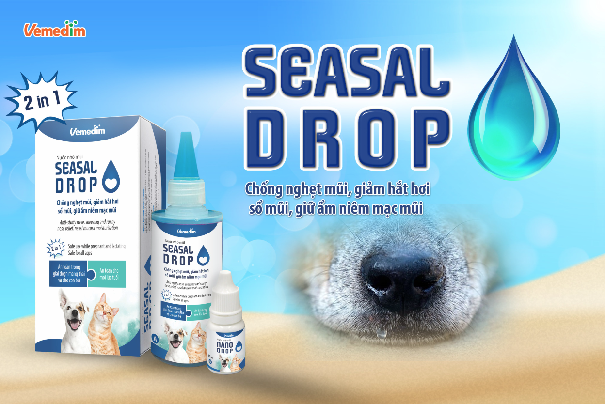 SEASAL DROP -Nước nhỏ mũi chống nghẹt mũi, giảm hắt hơi, sổ mũi, giữ ẩm niêm mạc mũi cho thú cưng