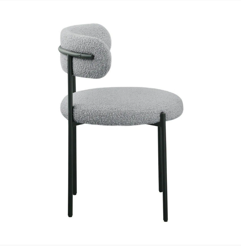 Ghế ngồi phòng ăn Juno Sofa DIAMOCT decor đệm bọc vải lông cừu chân sắt