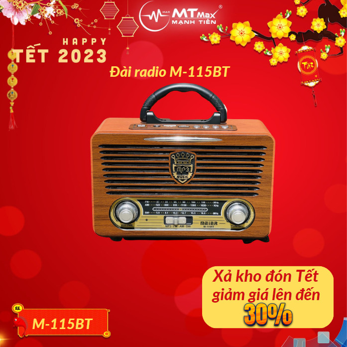 [Giá xả hàng] Đài FM RADIO M-115T - Loa nghe nhạc kết hợp đài radio Loa nghe nhạc kết hợp đài radio - Phong cách cổ điển vintage - sang trọng, bass trầm ấm - Đầy đủ kết nối USB, SD card,bLUETOOTH