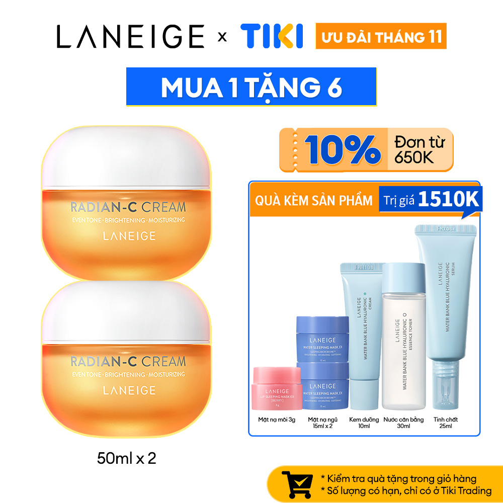 Bộ Kem Dưỡng Sáng Và Làm Mờ Thâm Nám Laneige Radian-C Cream 50ml x 2