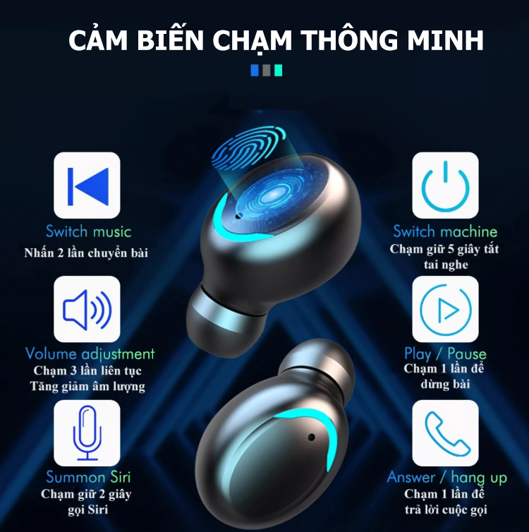 Tai Nghe Bluetooth Không Dây F9 Bản Pro Nhét Tai Pin 3500 maH Micro HD, Chống Nước - Tai nghe bluetooth pin trâu - Hàng chính hãng