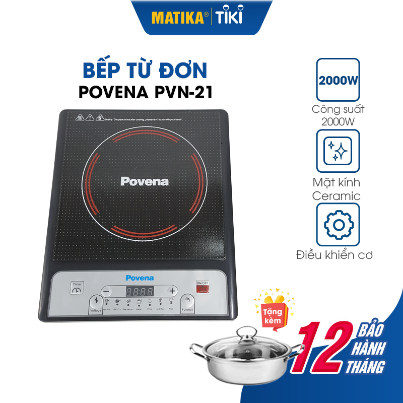 Bếp Từ POVENA PVN-21 Đa Chức Năng Nấu Tặng Kèm Nồi Lẩu - Hàng Chính Hãng