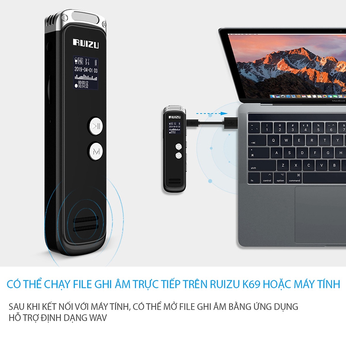 Máy Ghi Âm Chuyên Nghiệp Ruizu K69 Bộ Nhớ Trong 8GB - Hàng Chính Hãng