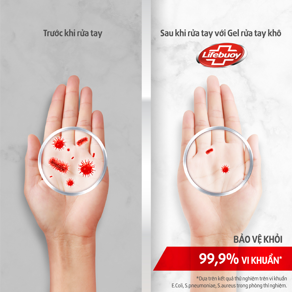 Combo 5 Gel Rửa Tay Khô Sạch Siêu Nhanh Lifebuoy Bảo Vệ Vượt Trội 10 (Chai Nắp 50ml)